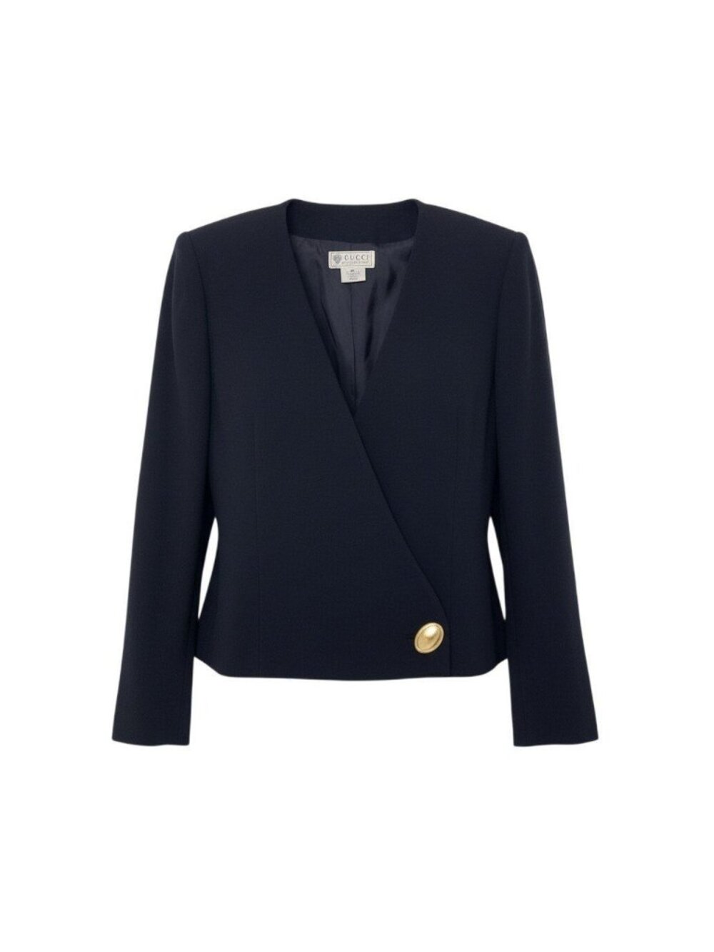 Gucci Vintage Jacket Gold Button Black Wool 42